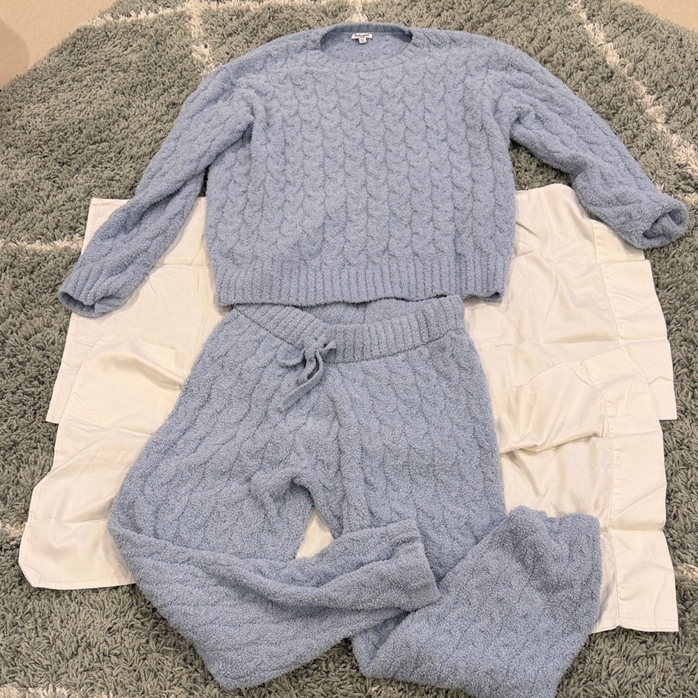 Splendid Light Blue Cable-Knit Loungewear Set